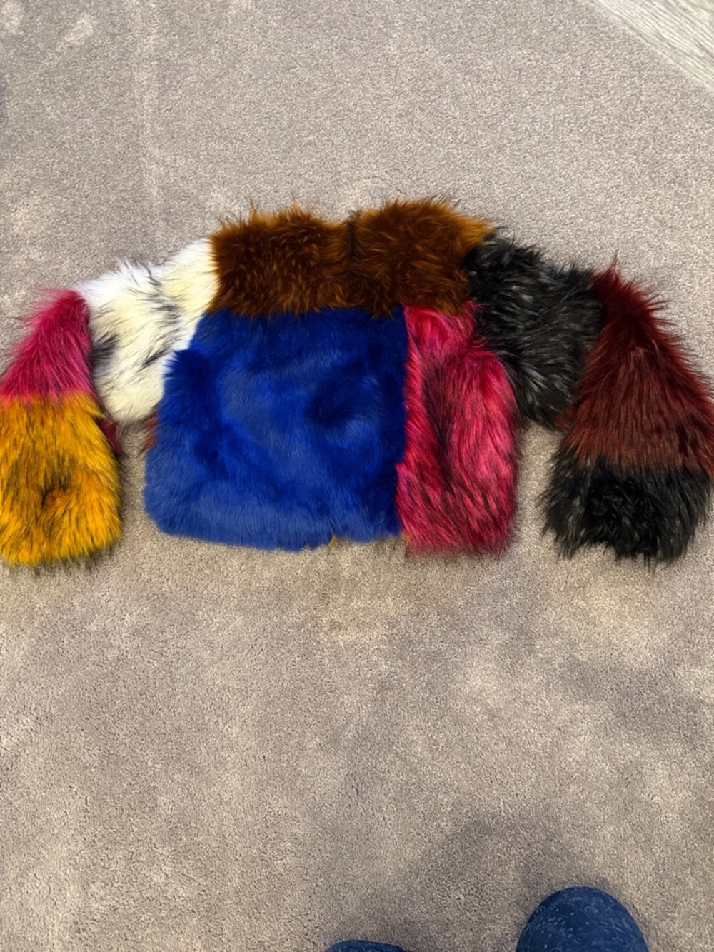 NWOT Akira Multicolor Faux Fur Jacket - Bold Patchwork - Picture 2 of 7